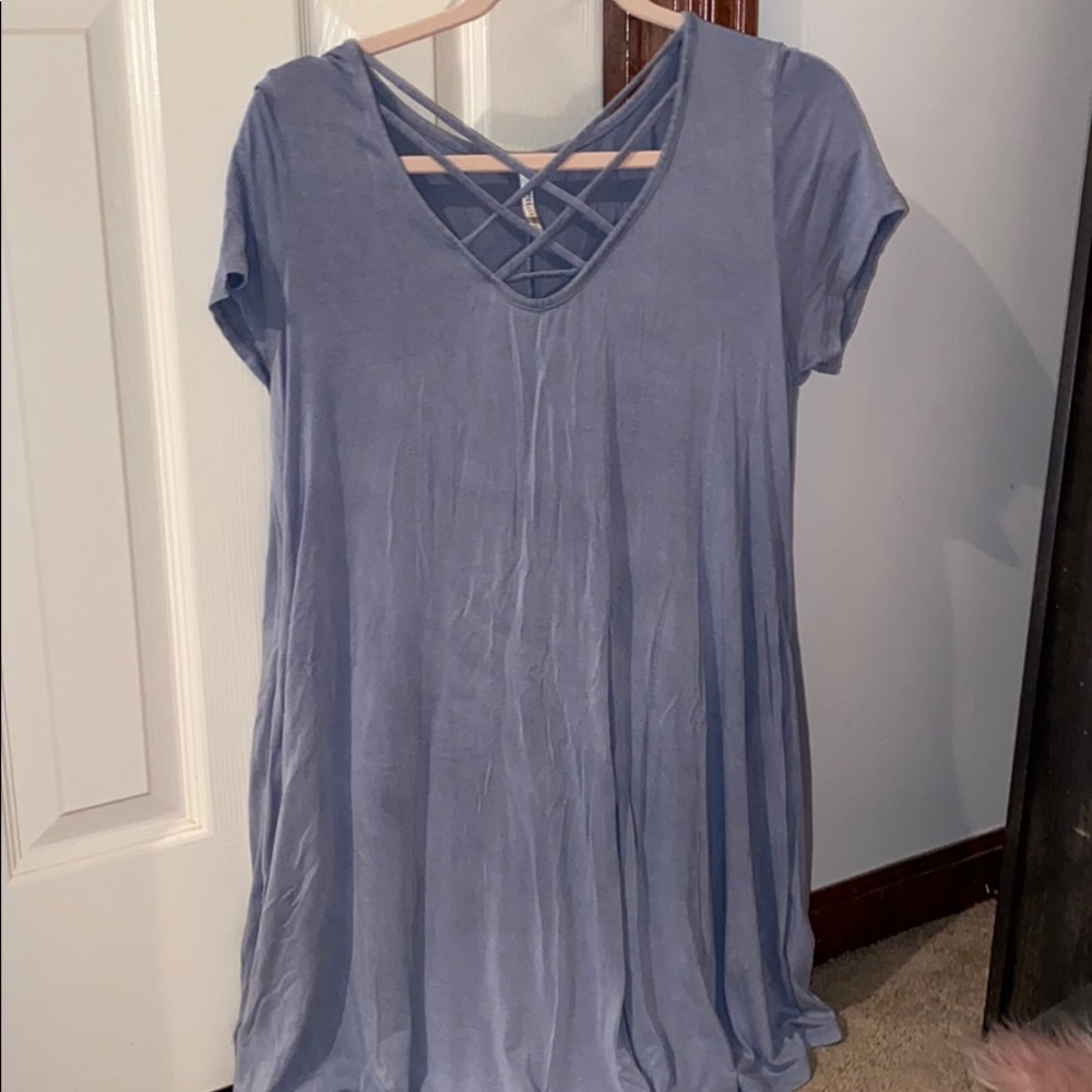 Blue T-shirt dress WITH POCKETS